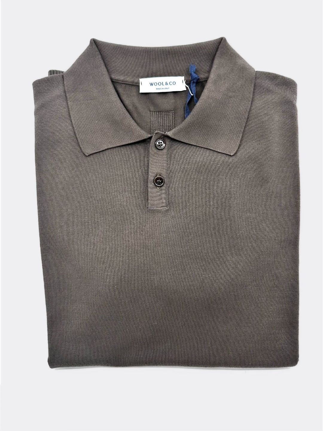 WOOL&CO Polo Manica Corta Cotone Pettinato Moka