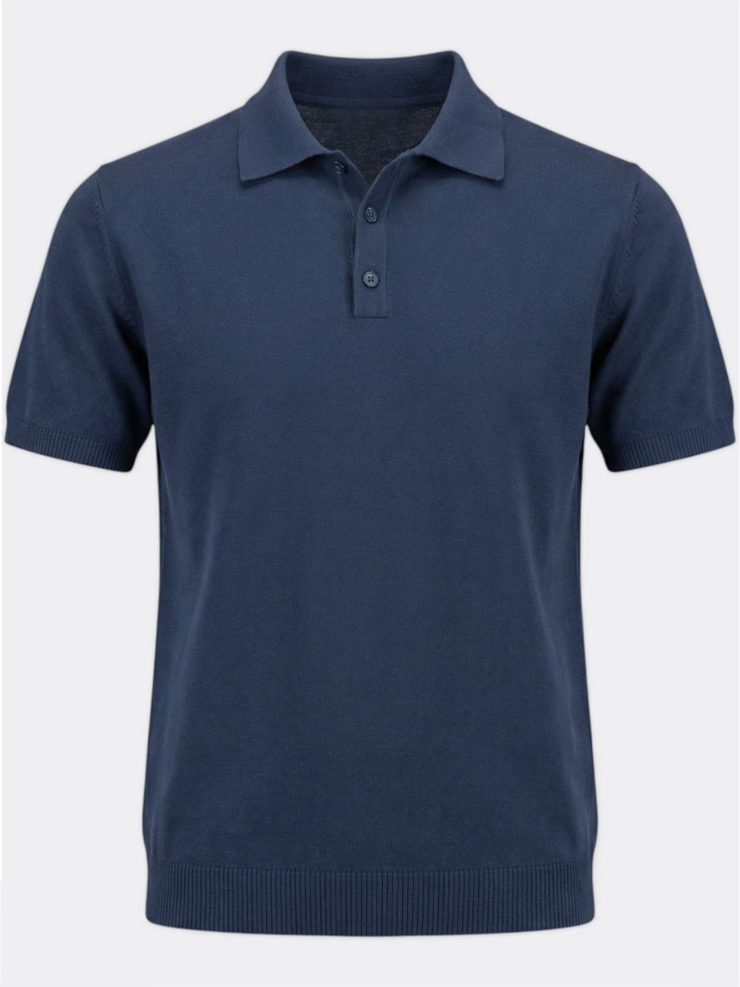 WOOL&CO Polo Manica Corta Cotone Pettinato Blu