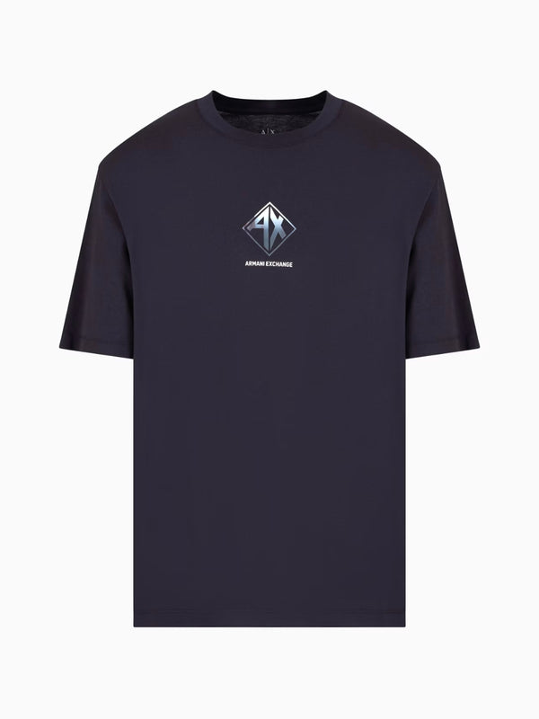 Armani Exchange T-shirt Regular Fit Con Stampa Logo Blu Navy