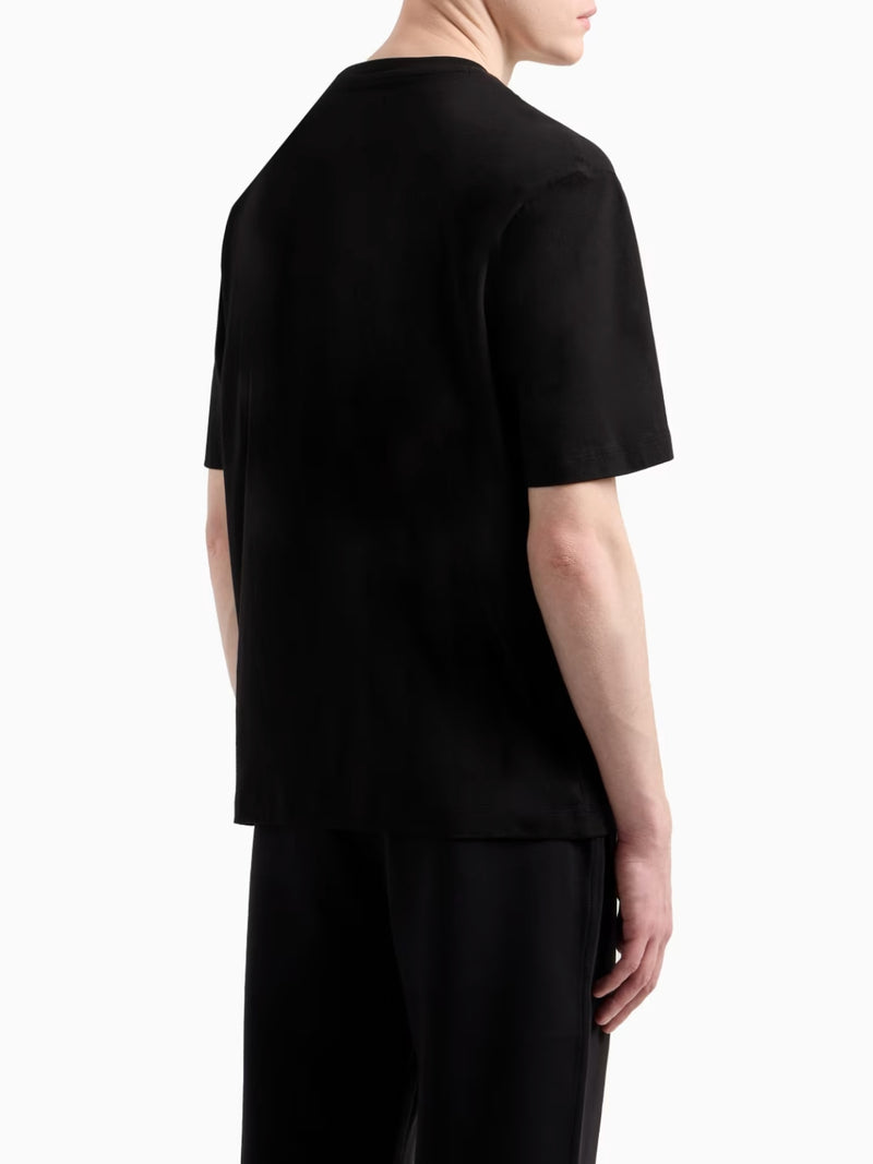 Armani Exchange T-shirt Con Logo Ricamato Regular Fit Nero