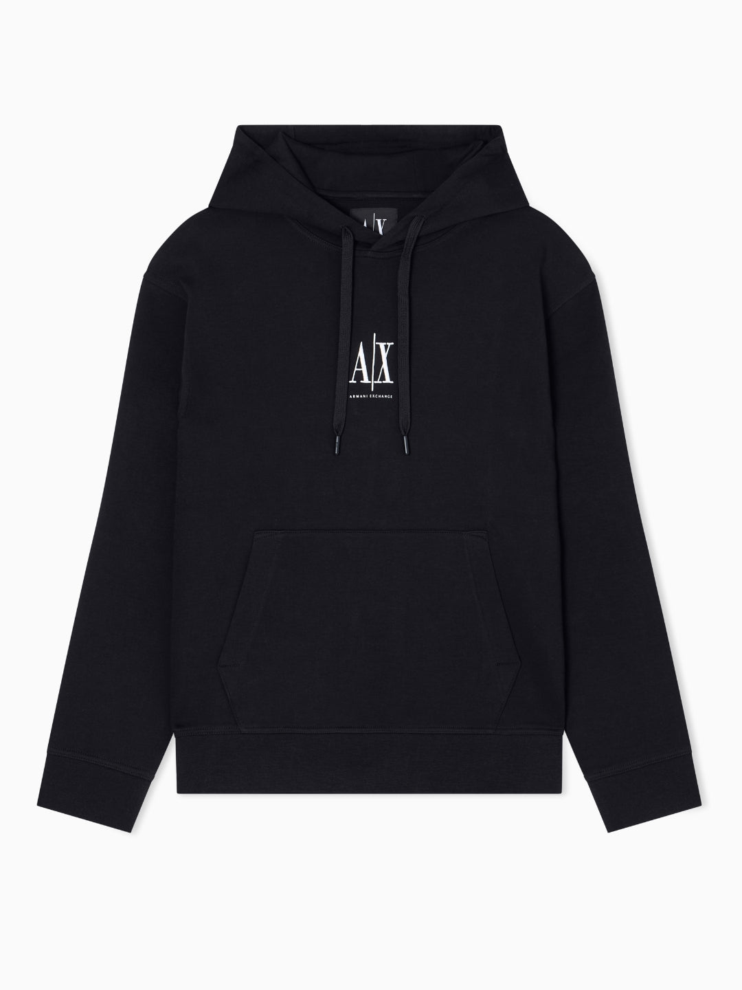 Armani Exchange Felpa con cappuccio logo ricamato Nero