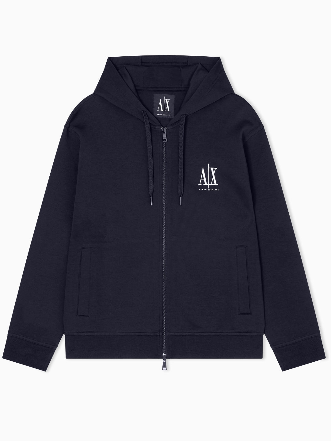 Armani Exchange Felpa fullzip con cappuccio logo ricamato Blu Navy