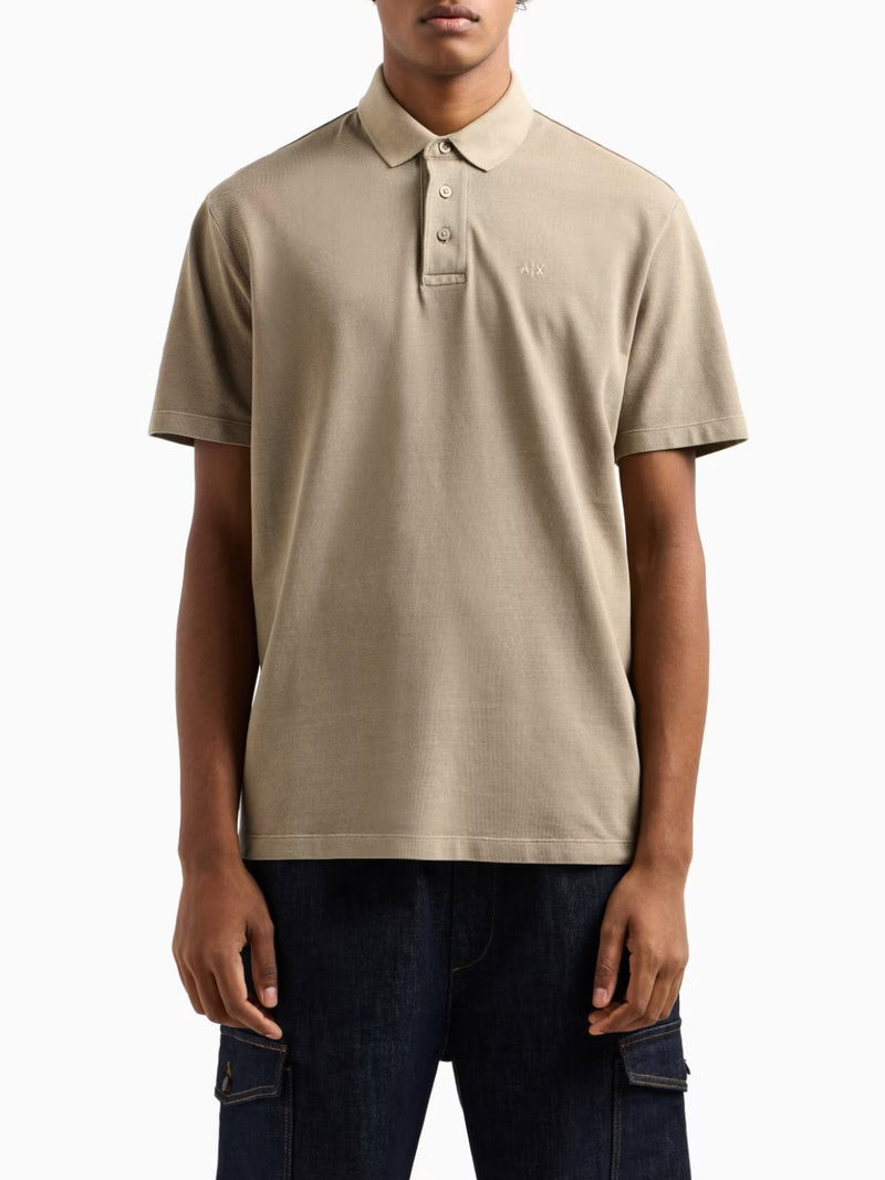 ARMANI EXCHANGE POLO IN PIQUET DI COTONE EFFETTO USED BEIGE