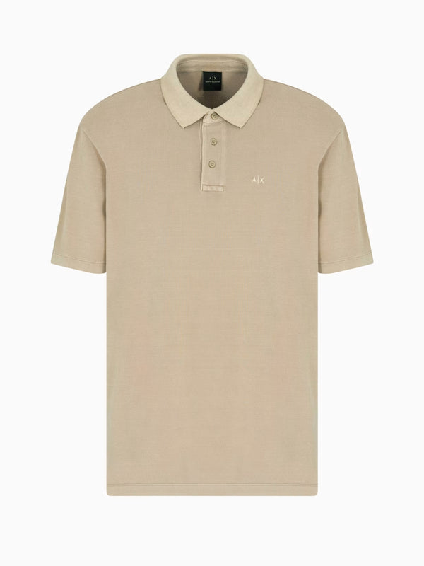 ARMANI EXCHANGE POLO IN PIQUET DI COTONE EFFETTO USED BEIGE