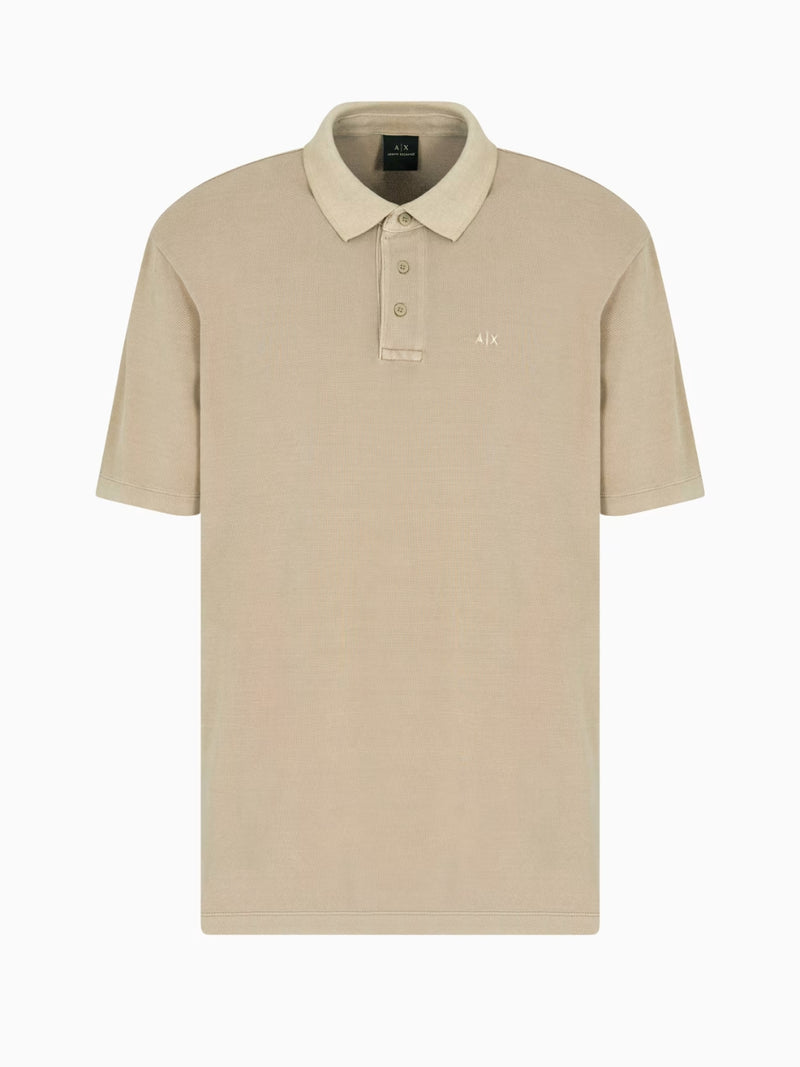 ARMANI EXCHANGE POLO IN PIQUET DI COTONE EFFETTO USED BEIGE
