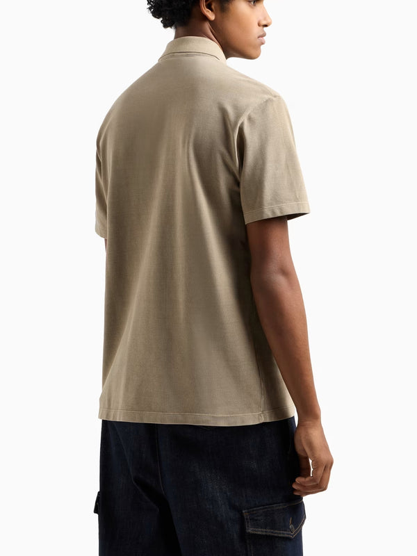 ARMANI EXCHANGE POLO IN PIQUET DI COTONE EFFETTO USED BEIGE