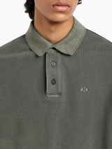 ARMANI EXCHANGE POLO IN PIQUET DI COTONE EFFETTO USED VERDE