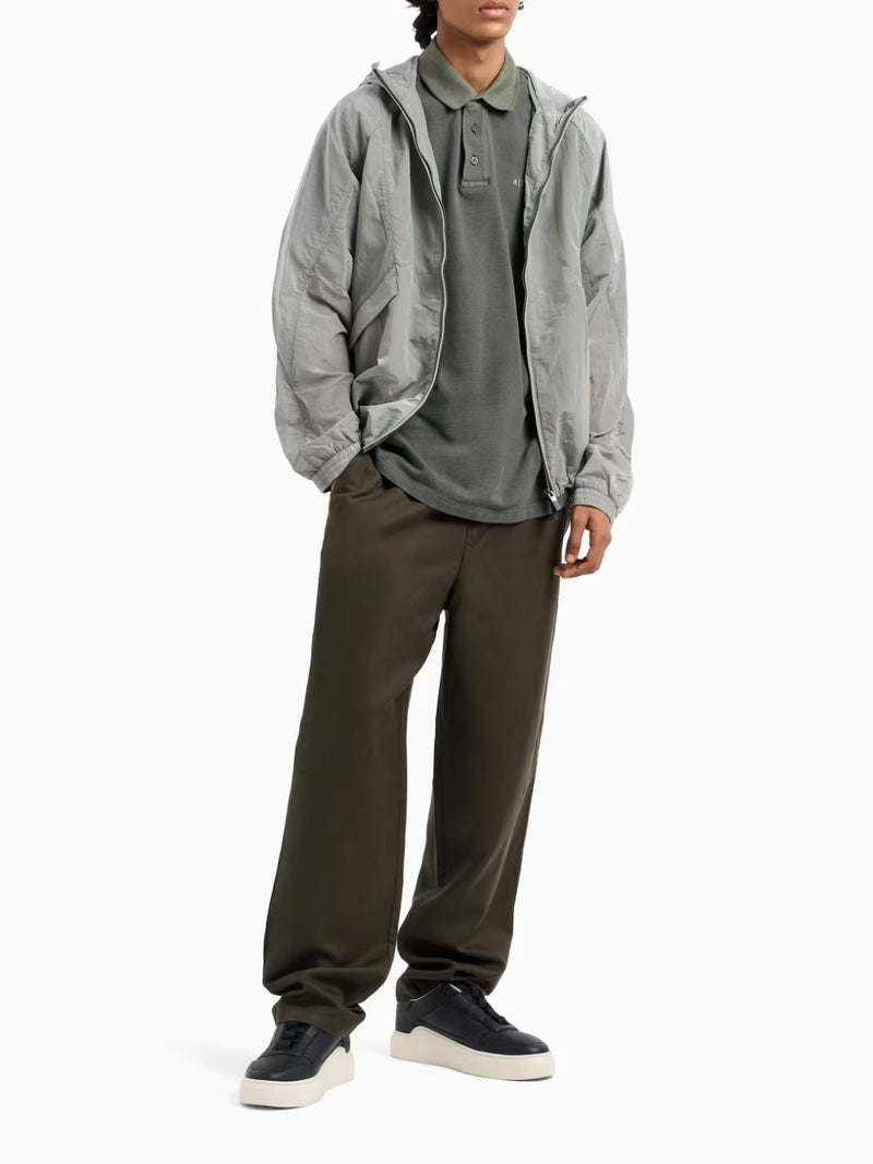 ARMANI EXCHANGE POLO IN PIQUET DI COTONE EFFETTO USED VERDE