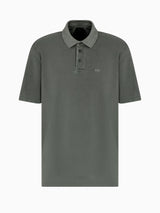 ARMANI EXCHANGE POLO IN PIQUET DI COTONE EFFETTO USED VERDE