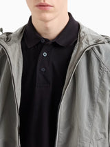 Armani Exchange Polo In Piquet Di Cotone Effetto Used Blu Navy