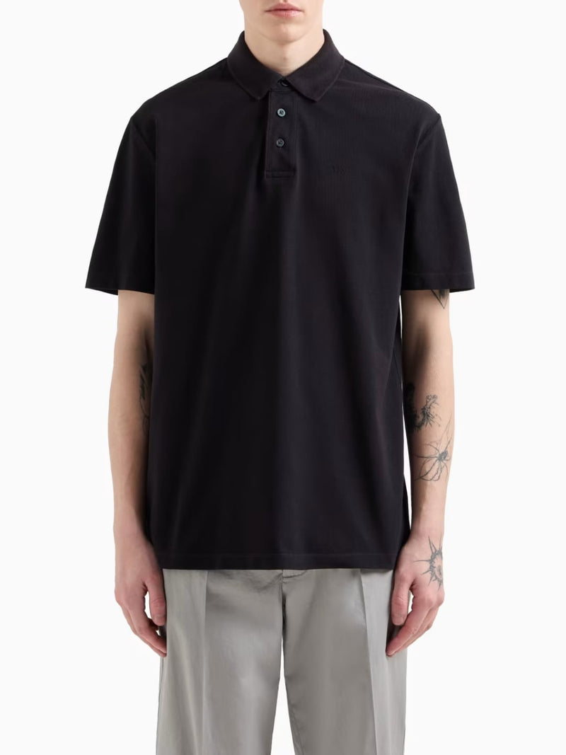 Armani Exchange Polo In Piquet Di Cotone Effetto Used Blu Navy