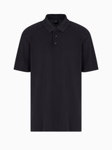Armani Exchange Polo In Piquet Di Cotone Effetto Used Blu Navy