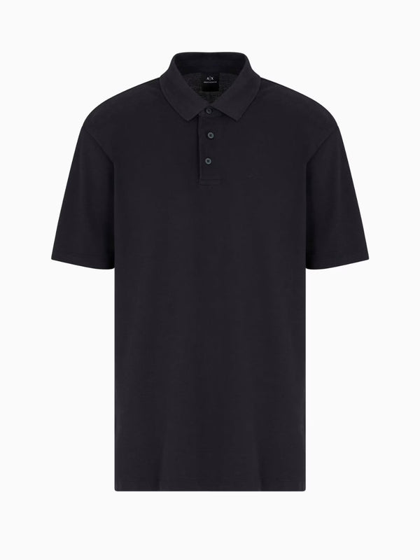 Armani Exchange Polo In Piquet Di Cotone Effetto Used Blu Navy