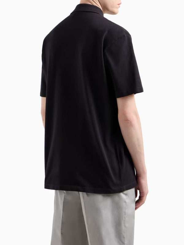 Armani Exchange Polo In Piquet Di Cotone Effetto Used Blu Navy