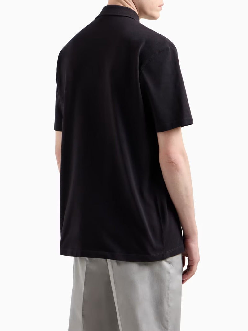 Armani Exchange Polo In Piquet Di Cotone Effetto Used Blu Navy