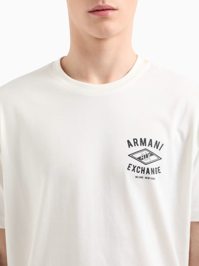 Armani Exchange T-shirt Regular Fit Con Logo Centrale Bianco