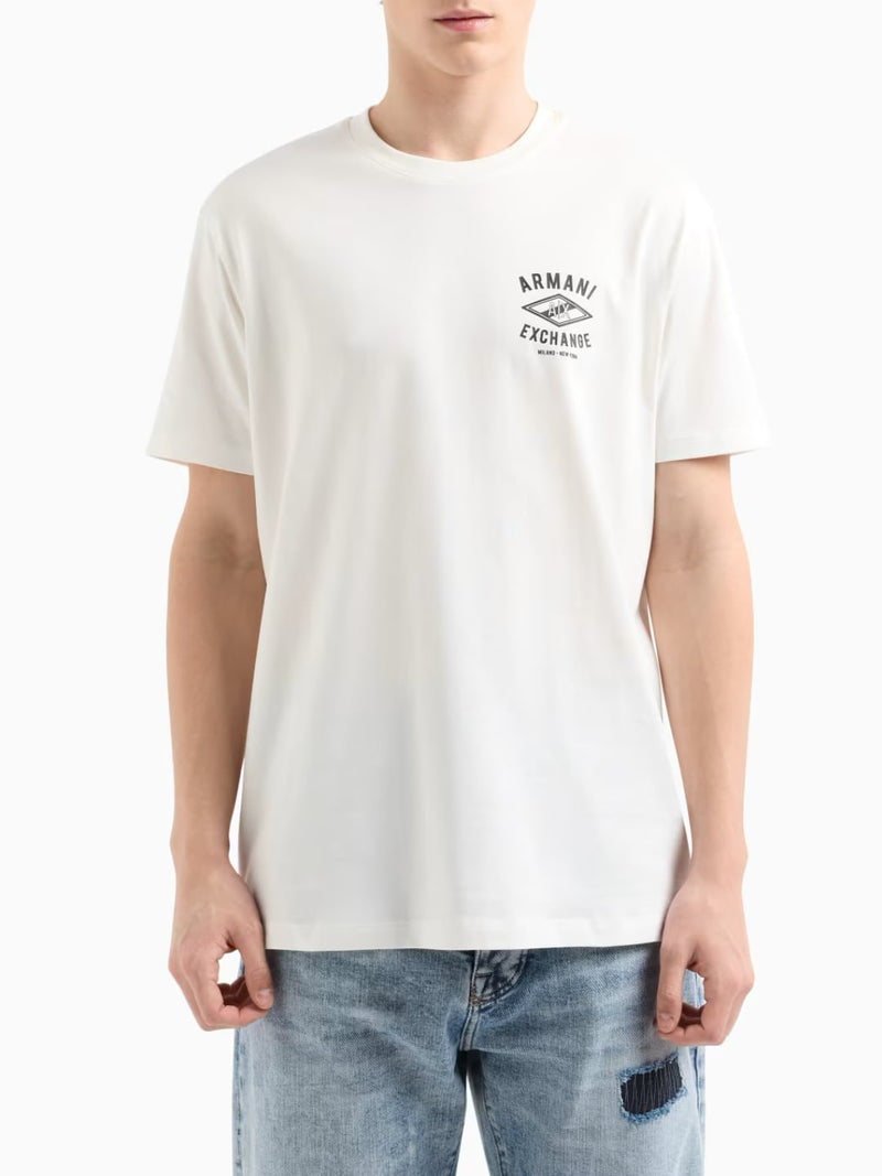 Armani Exchange T-shirt Regular Fit Con Logo Centrale Bianco