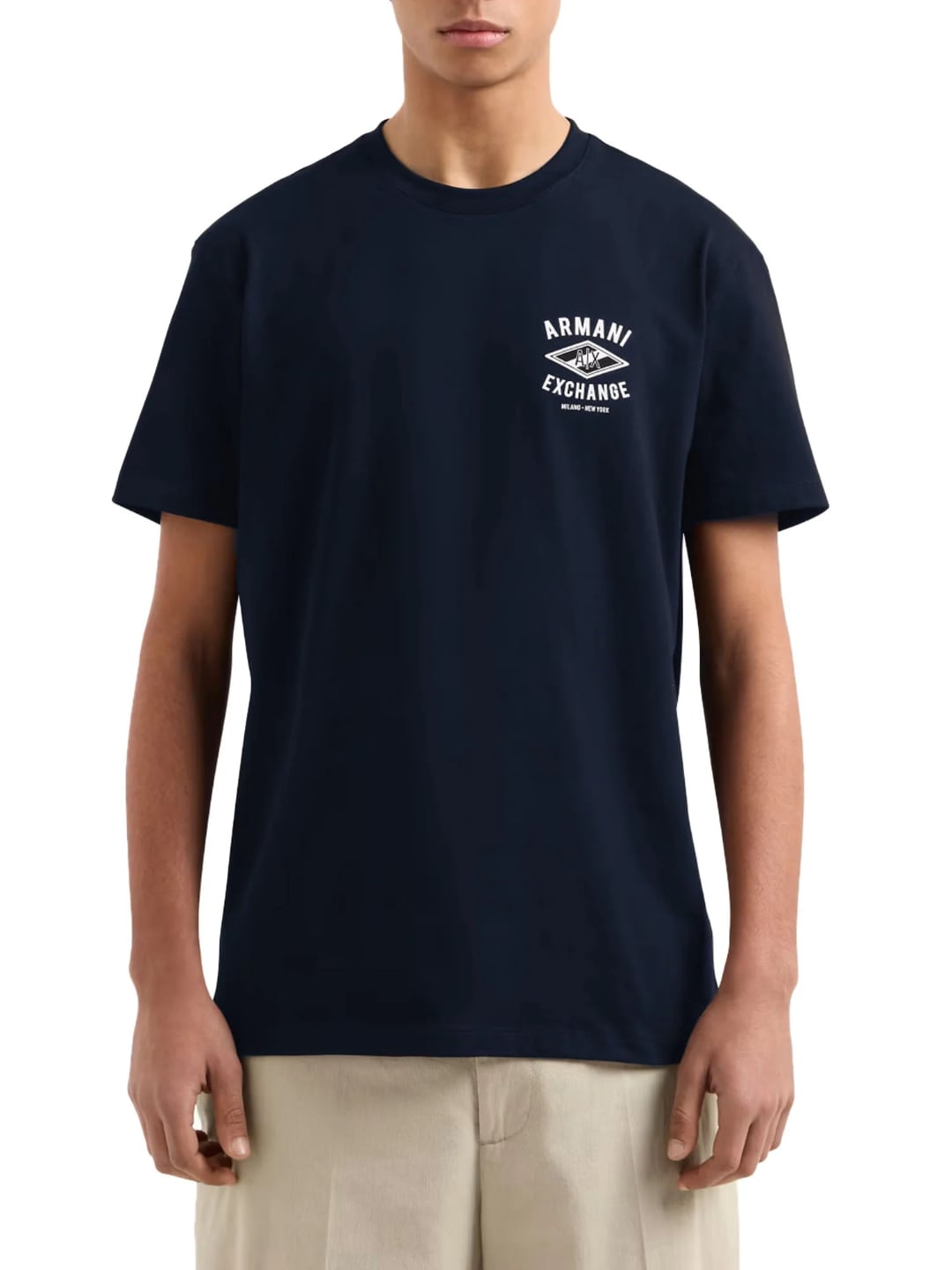 Armani Exchange T-shirt Regular Fit Con Logo Centrale Blu Navy