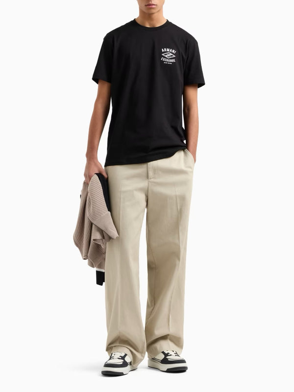 Armani Exchange T-shirt Regular Fit Con Logo Centrale Nero
