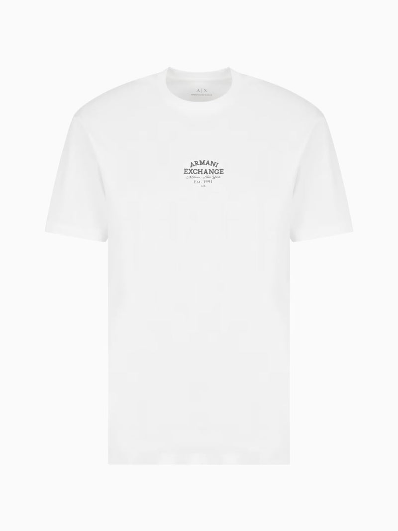 Armani Exchange T-shirt Regular Fit In Cotone Con Logo Bianco