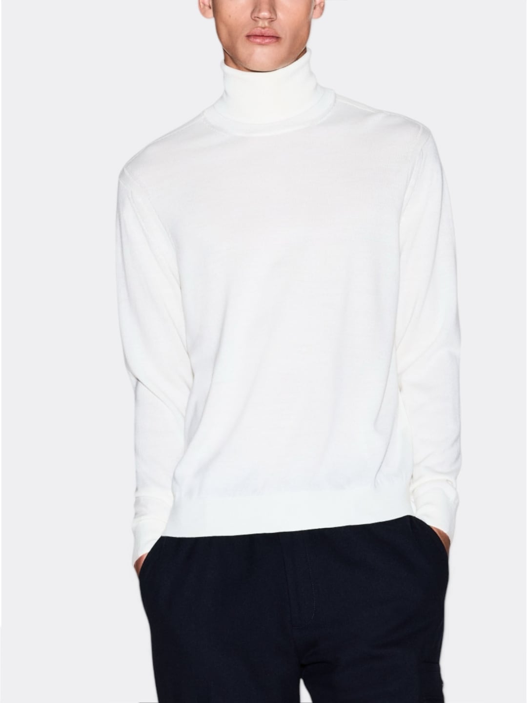 Armani Exchange Maglione Dolcevita in Misto Lana Bianco