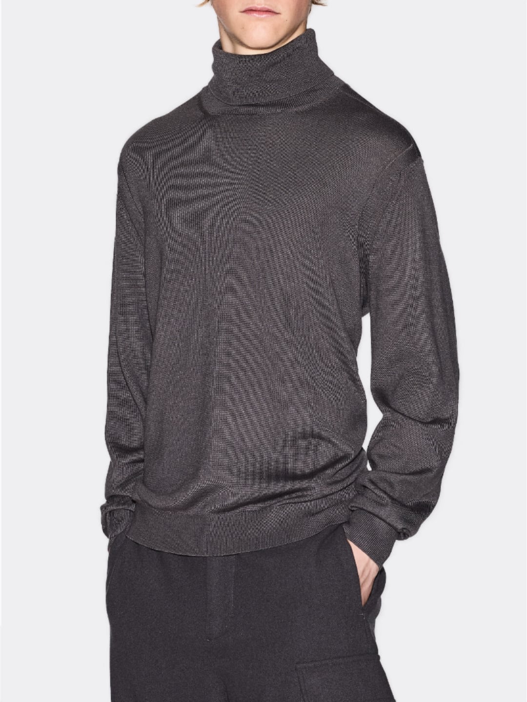 Armani Exchange Maglione Dolcevita in Misto Lana Grigio