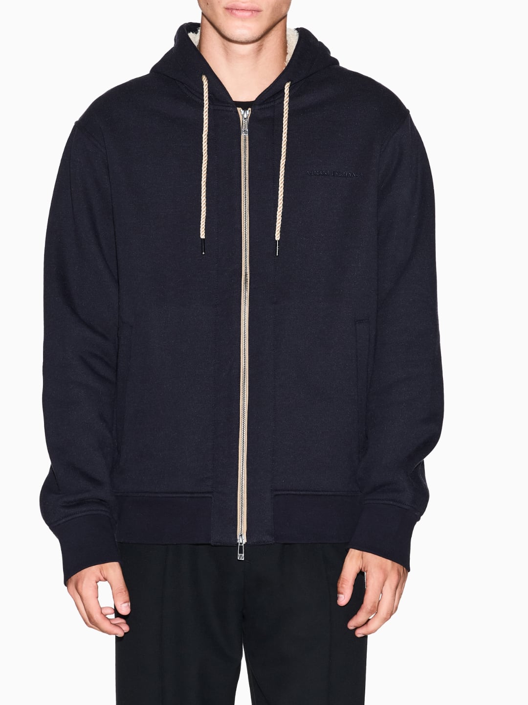 Armani Exchange Felpa full zip con cappuccio Deep Navy