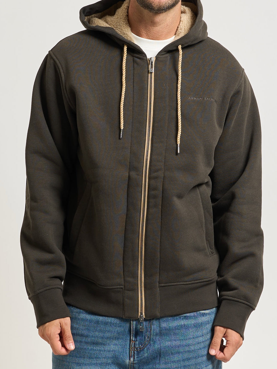 Armani Exchange Felpa full zip con cappuccio Chocolate