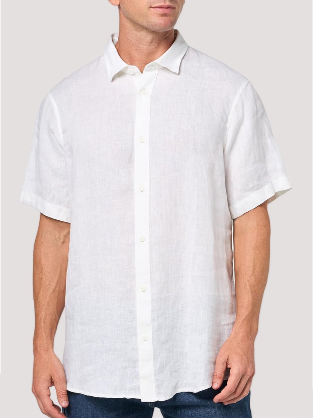 Armani Exchange Camicia Casual in Lino Bianco
