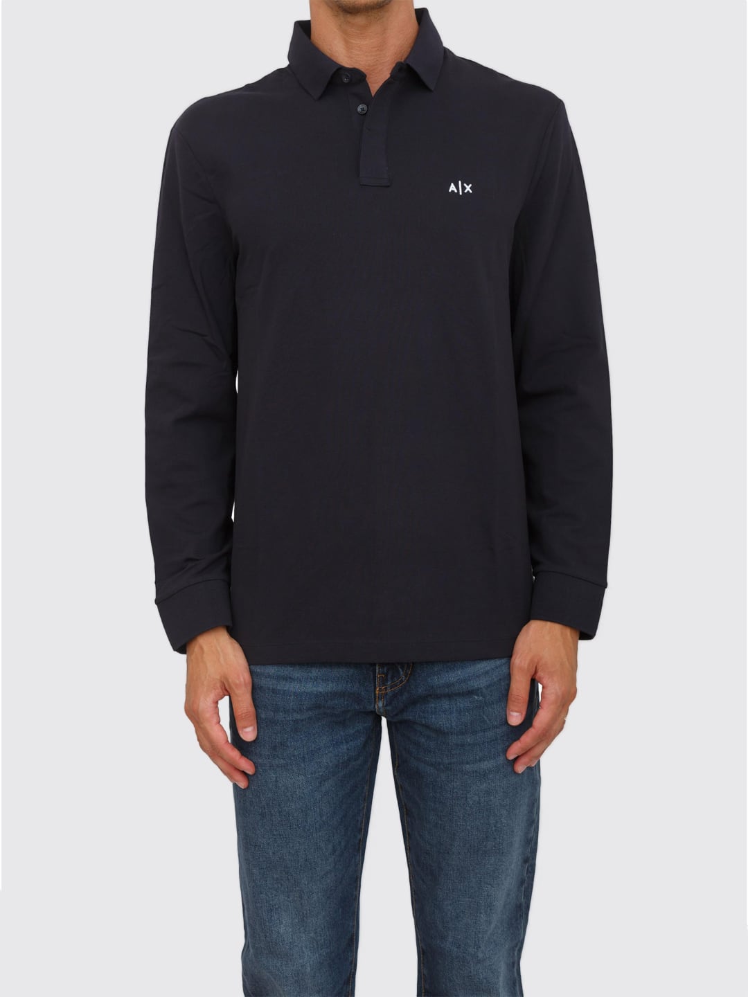 Armani Exchange Polo a maniche lunghe da uomo Deep Navy