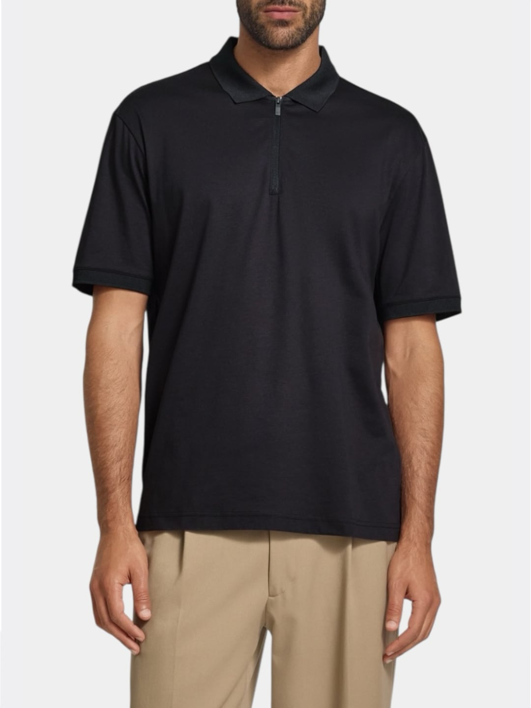 Armani Exchange Polo da uomo con zip Deep Navy