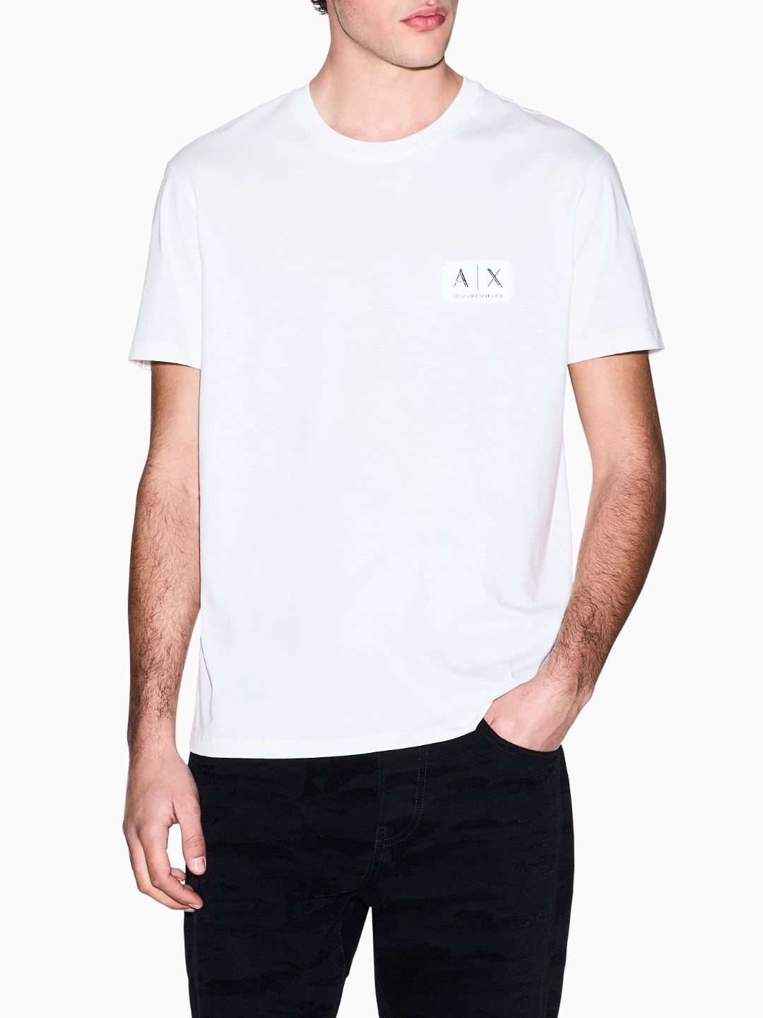 Armani Exchange T-shirt Regular Fit Con Patch Logo Bianco