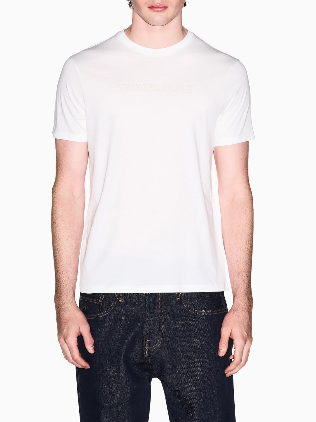 Armani Exchange T-shirt Slim Fit In Jersey Di Cotone Bianco