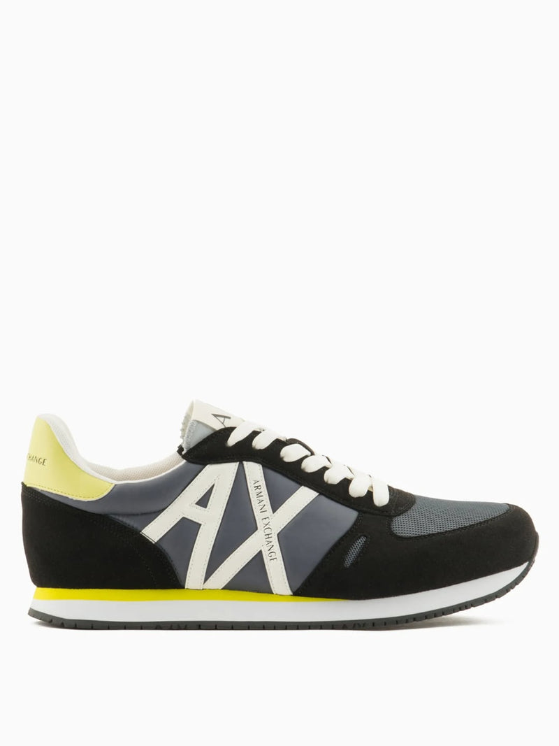 Sneaker logo A/X laterale in eco-suede, mesh e nylon Col Giallo