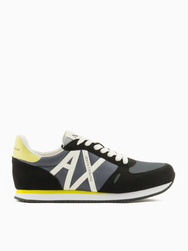 Sneaker logo A/X laterale in eco-suede, mesh e nylon Col Giallo
