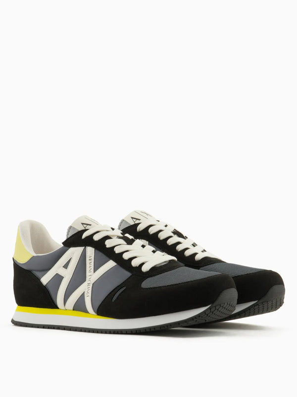 Sneaker logo A/X laterale in eco-suede, mesh e nylon Col Giallo