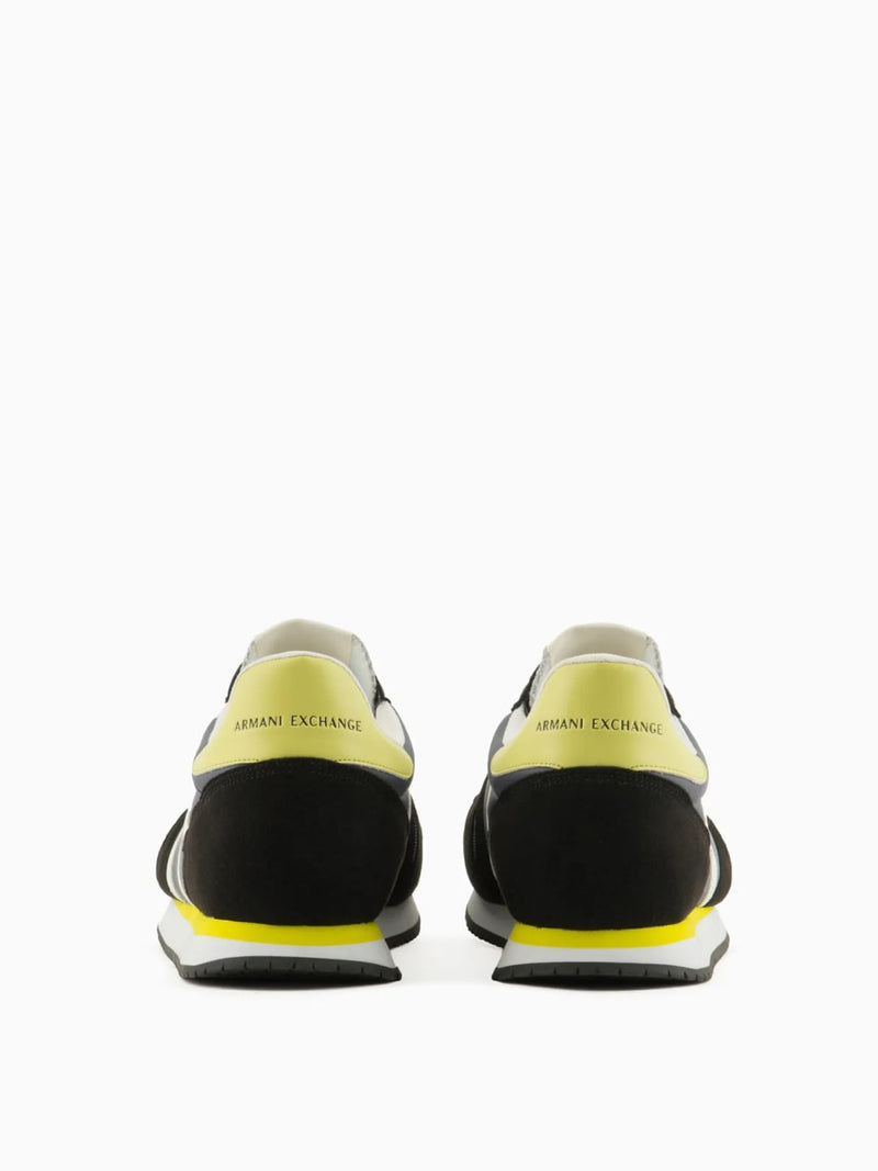 Sneaker logo A/X laterale in eco-suede, mesh e nylon Col Giallo