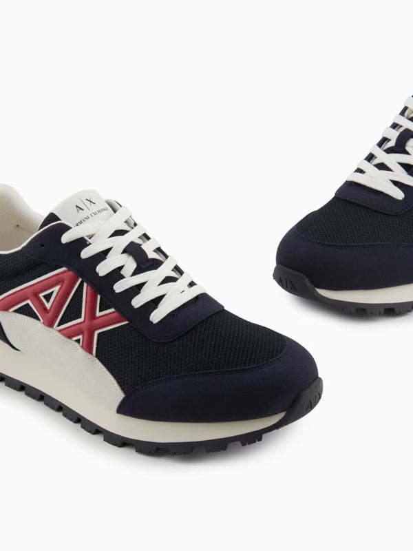 Armani Exchange Sneakers In Eco-suede Mesh E Nylon Blu Navy