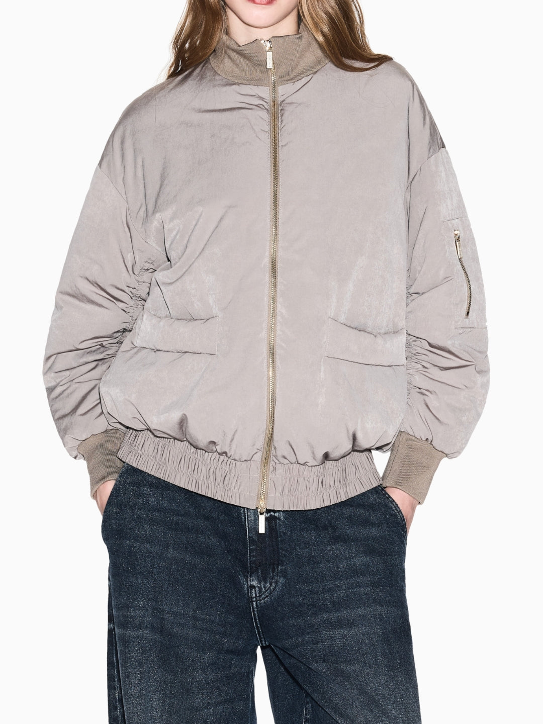 Armani Exchange Bomber in nylon riciclato Fango