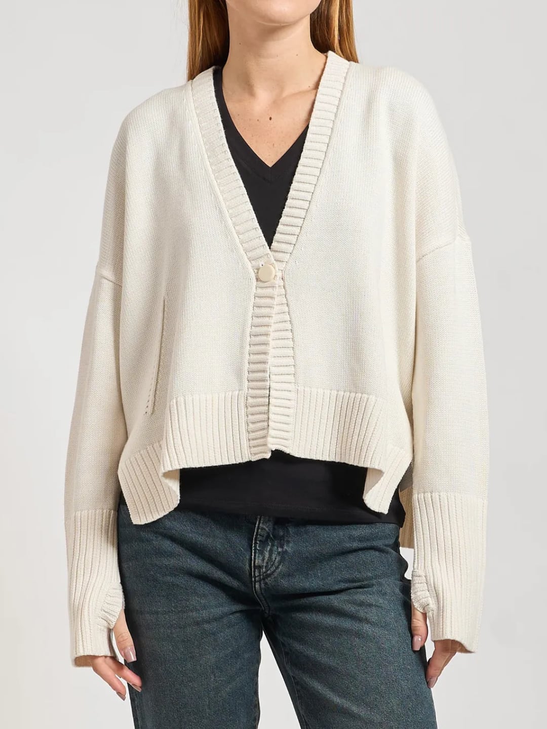 Armani Exchange Cardigan Asimmetrico in Cotone Bianco