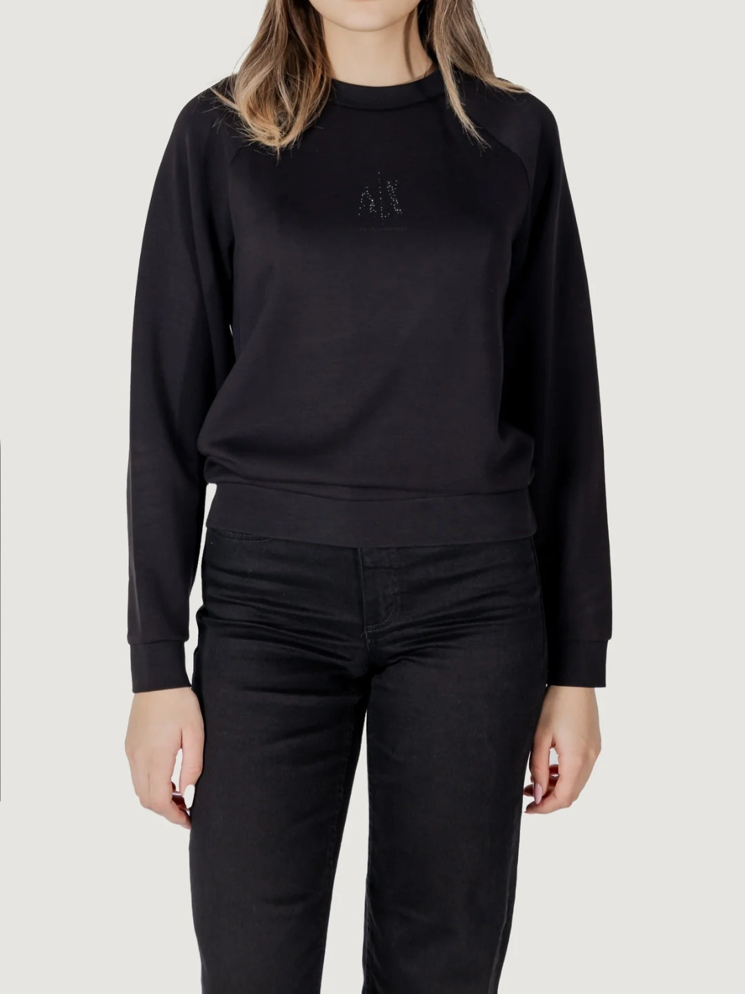 Armani Exchange Felpa con Logo Glitterato da Donna Nero