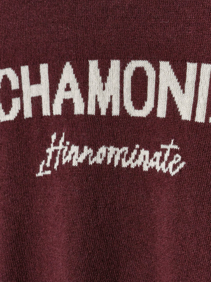 Hinnominate Maglia Paricollo Misto Cashmere Con Intarsio  Bordeaux