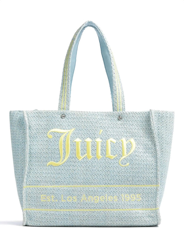 Juicy Couture Borsa Shopping Iris Beach Strip Straw Blu