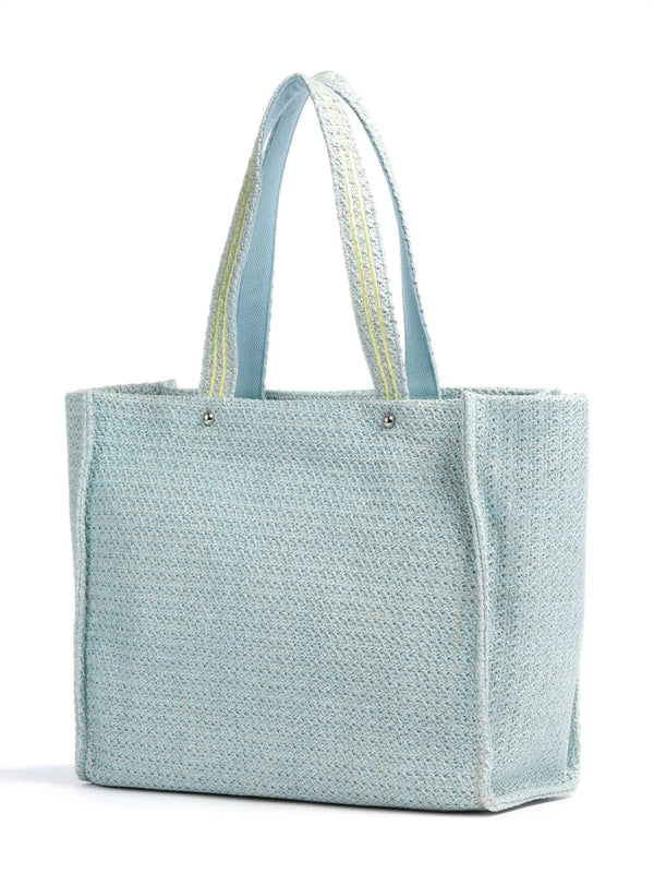 Juicy Couture Borsa Shopping Iris Beach Strip Straw Blu