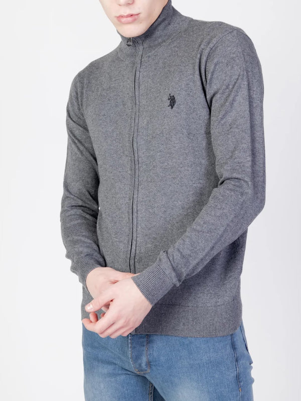 Us Polo Assn Maglia FullZip Cotone e Cachemere Grigio