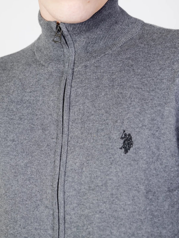 Us Polo Assn Maglia FullZip Cotone e Cachemere Grigio