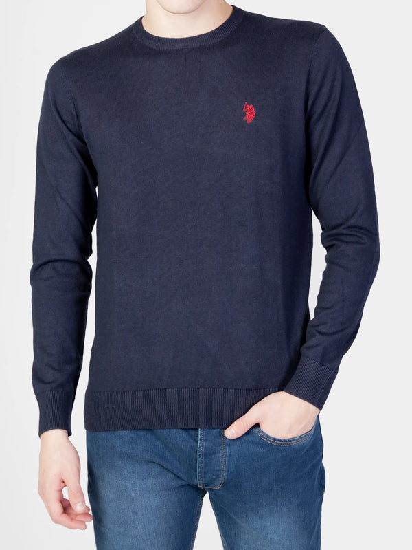 Us Polo Assn Maglia Girocollo Cotone e Cachemere Blu Navy