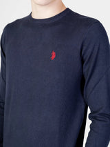 Us Polo Assn Maglia Girocollo Cotone e Cachemere Blu Navy