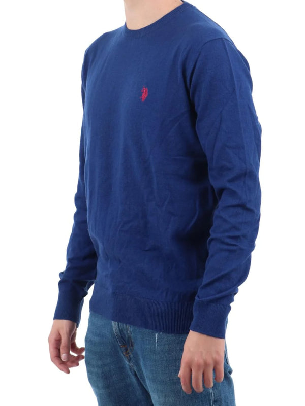 Us Polo Assn Maglia Girocollo Cotone e Cachemere Blu Royal