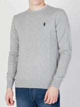 Us Polo Assn Maglia Girocollo Cotone e Cachemere Grigio Chiaro